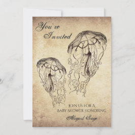 Schöne Vintage Jellyfish Beach Baby Dusche Einladung