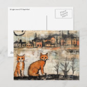 Schöne Vintage-Katzen am See Postkarte (Vorne/Hinten)