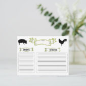 Schöne Vintage Kochkarten mit Tieren Postkarte (Stehend Vorderseite)