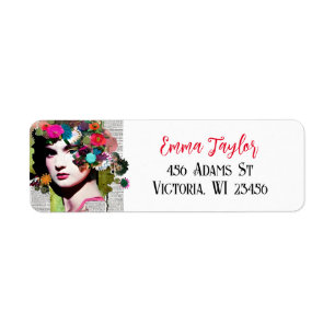 Schöne Vintage Lady Paper Collage Newspaper