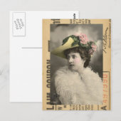 Schöne Vintage Lady Postkarte (Vorne/Hinten)
