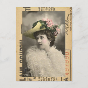 Schöne Vintage Lady Postkarte