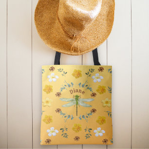 Schöne Vintage Libelle Grün und Gold Blumen Tasche