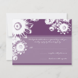 Schöne Vintage-Lila-Blumen-Hochzeits-RSVP-Karte Einladung