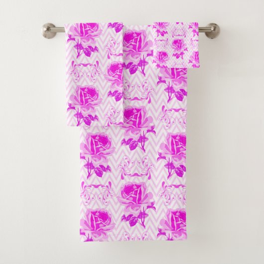 Schöne Vintage Lila Blüte Badhandtuch Set (Insitu)