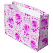 Schöne Vintage Lila Blüte Große Geschenktüte (Rückseite Schrägansicht)