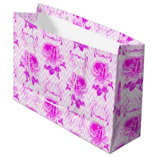 Schöne Vintage Lila Blüte Große Geschenktüte (Vorderseite Schrägansicht)