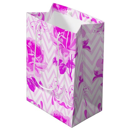 Schöne Vintage Lila Blüte Mittlere Geschenktüte (Vorderseite Schrägansicht)