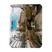 Schöne Vintage Ljubljana Slowenien Panorama Aussic Magnet (Vertikal)