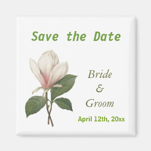schöne Vintage-Magnolienblüte Save-the-Date Magnet