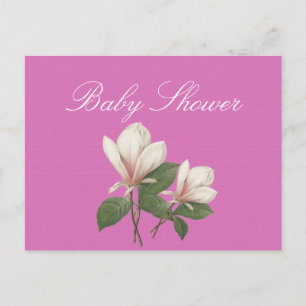 Schöne Vintage-Magnolienblüten rosa Babyparty Einladungspostkarte
