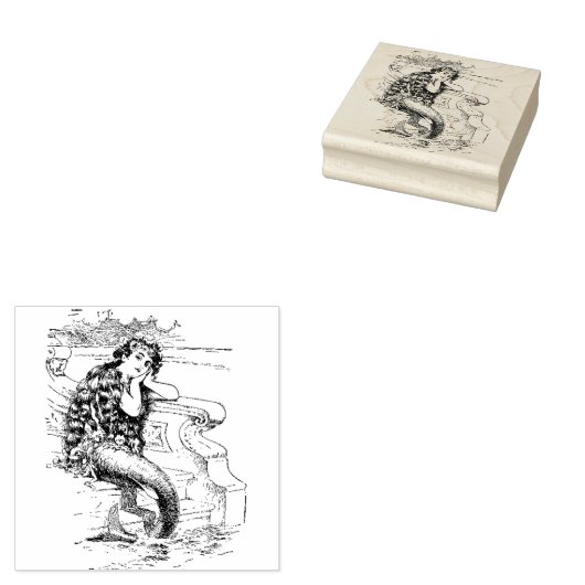 Schöne Vintage Meerjungfrau Gummistempel (Stempel)