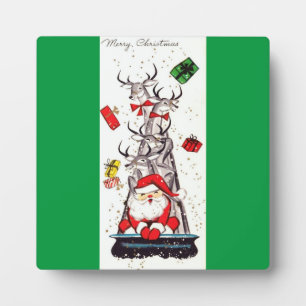 Schöne Vintage Mitte Jahrhundert Mod Santa & Renti Fotoplatte