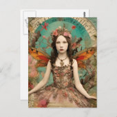 Schöne, Vintage Mixed Media Collage Postkarte (Vorne/Hinten)