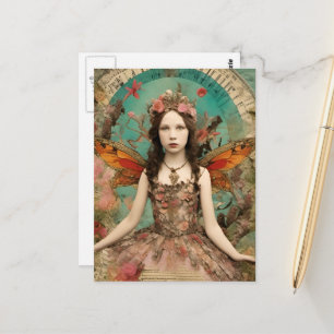 Schöne, Vintage Mixed Media Collage Postkarte
