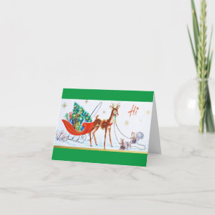 Schöne Vintage Mod Rentier Feiertagskarte