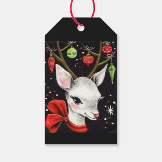 Schöne Vintage Mod Rentier Geschenkanhänger (Rückseite)