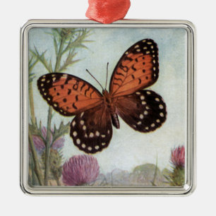 Schöne Vintage-Monarch-Schmetterlings-Verzierung Silbernes Ornament