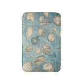 Schöne Vintage Muscheln in Blau Badematte (Vorderseite Vertikal)