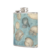 Schöne Vintage Muscheln in Blau Flachmann (Links)