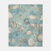 Schöne Vintage Muscheln in Blau Fleecedecke (Vorderseite)