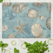 Schöne Vintage Muscheln in Blau Geschirrtuch (Gefaltet)