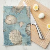 Schöne Vintage Muscheln in Blau Geschirrtuch (Viertel Falte)