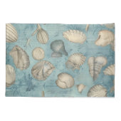 Schöne Vintage Muscheln in Blau Kissenbezug (Rückseite)