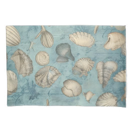 Schöne Vintage Muscheln in Blau Kissenbezug