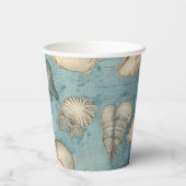 Schöne Vintage Muscheln in Blau Pappbecher (Rückseite)