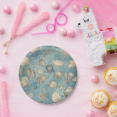 Schöne Vintage Muscheln in Blau Pappteller (Party)