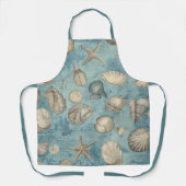Schöne Vintage Muscheln in Blau Schürze (Vorderseite)
