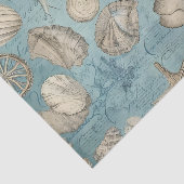 Schöne Vintage Muscheln in Blau Seidenpapier (Ausschnitt)