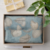 Schöne Vintage Muscheln in Blau Seidenpapier (Geschenk)