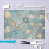 Schöne Vintage Muscheln in Blau Seidenpapier (Handwerk)