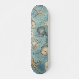 Schöne Vintage Muscheln in Blau Skateboard