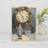 Schöne Vintage neue Jahre Feiertagskarte (Stehend Vorderseite)