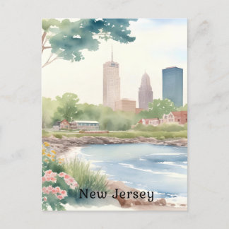 Schöne Vintage New Jersey Aquarell-Kunst Postkarte