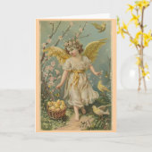 Schöne Vintage Osterangel Grußkarte Karte (Gelbe Blume)