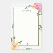 Schöne Vintage Personalisierte Blumenrezeptionisti Post-it Klebezettel (Vorderseite)