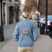 Schöne, Vintage Pink Peony und Monogram Name Jeansjacke
