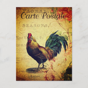 Schöne Vintage-Postkarte mit goldenem Hahn Postkarte