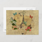 Schöne Vintage Postkarten Collage Eiffelturm (Vorne/Hinten)