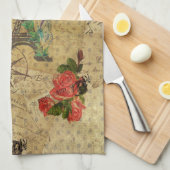 Schöne Vintage Postkarten Collage Eiffelturm Handtuch (Viertel Falte)