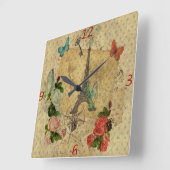 Schöne Vintage Postkarten Collage Eiffelturm Quadratische Wanduhr (Winkel)