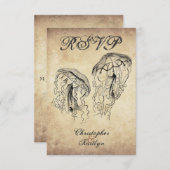 Schöne Vintage Quallenstrasse RSVP Karte (Vorne/Hinten)