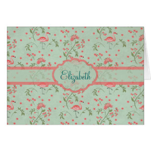 Schöne, Vintage Quelle Blumen und Flamingo