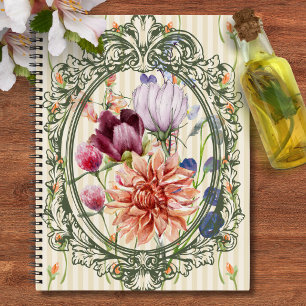 Schöne Vintage-Rahmen-Aquarell-Blumen-Antik Notizblock