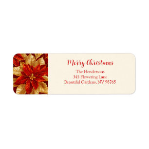 Schöne Vintage Red Gold Poinsettias Weihnachten