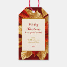 Schöne Vintage Red Gold Poinsettias Weihnachten